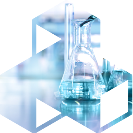 flasks with blue liquid